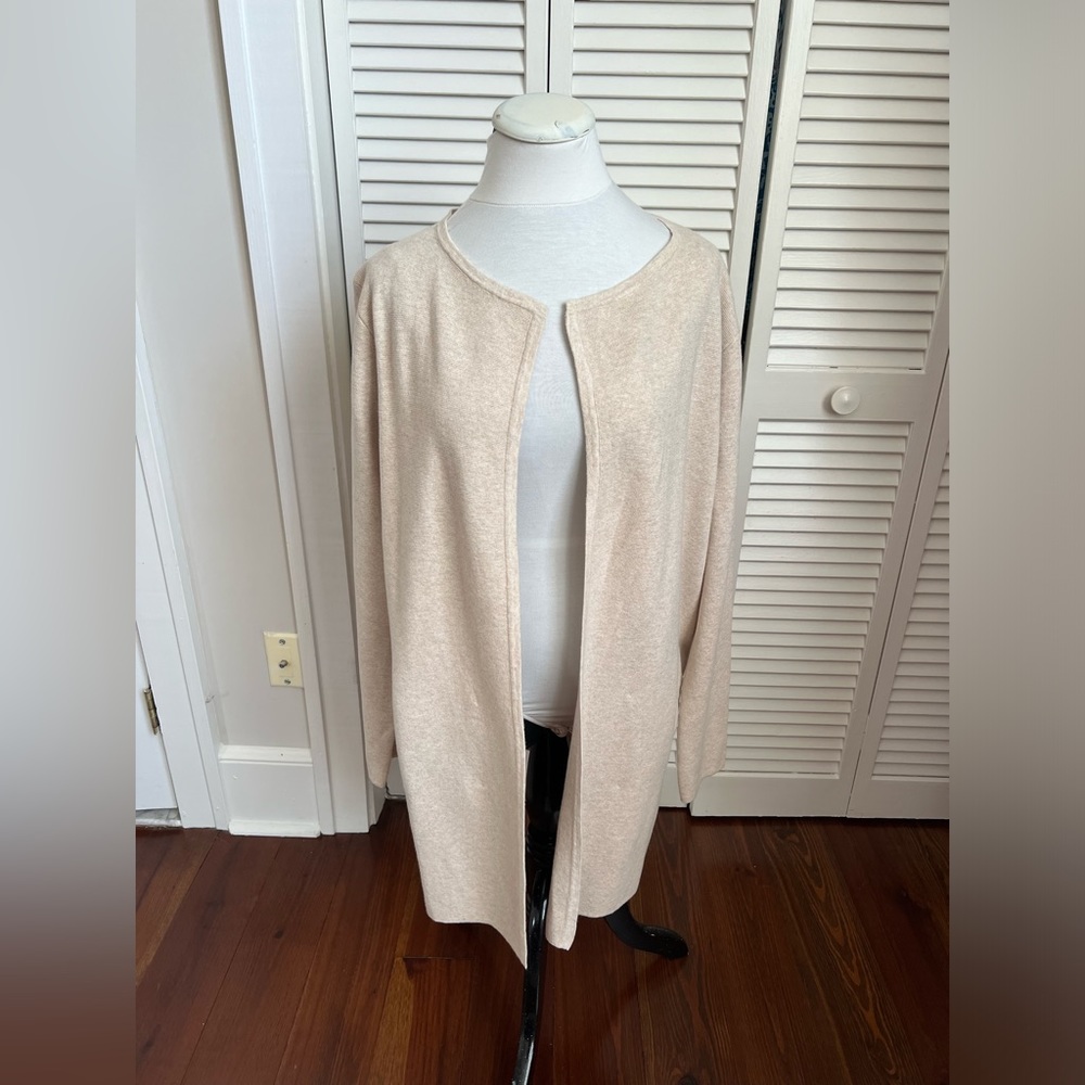 J-Crew Long Sleeve Long- Cream colored Cardigan Large NWT
